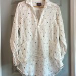 For Cynthia  Womens M White 100% Linen Nautical Print Beachwear Swim Coverup Tunic Photo 0