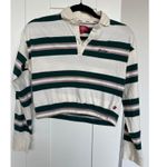 Dickies Women's Striped Rugby Polo Long Sleeve Shirt, Cream & Green, Size XS,EUC Photo 0