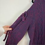 Project Nadaam | Cableknit Open Tie Sleeve Knit Sweater Size Medium Purple Photo 3
