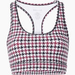 Bandier Center Stage Houndstooth Sports Bra Size M White Black Red Racerback Photo 0