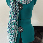 Elegant Blue and Green Patterned Scarf Photo 0