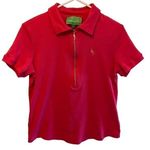 Pappagallo Pink Cotton Collared 100% Cotton Polo Short Sleeve 1/2 Zip Top Size L Size L Photo 0