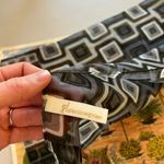 Vintage 90s Blue Green Mod Square Print Semi Sheer Long Wrap Scarf Photo 4