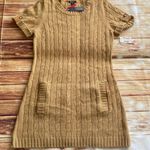 I Heart Ronson Women’s Short Sleeve Crew Neck Knit Polo Sweater Camel Dress Sz L Photo 3