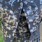 Vintage 60s Brocade Zip Front Vest Jumpsuit Black Silver Floral Costume Size M Photo 7