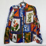 Ecru  Womens Small‎ Button Down Shirt Colorful Tropical Bird Floral Print Photo 0