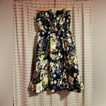 Anthropologie  | Floral Ruffled Strapless Blue A-Line Dress, Size M Photo 3
