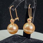 Champagne Pearl Drop Earrings Gold Filled Photo 1