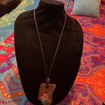 Handcrafted on clay cactus flower 17 “ leather wrap cord NWOT necklace Green Photo 1