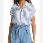 Rails  Whitney Short Sleeve Button Down Shirt in Blue Echo Stripe size Small Photo 1