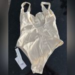 Reformation  Bahia One Piece Swimsuit FIOR DI LATTE Medium NWT Medium Coverage Photo 2