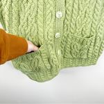 Aran Crafts Ireland Sweater Womens L Green Merino Wool Cableknit Button Front Size L Photo 3