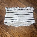 Womens Size Medium Ruched Ruffled Navy and White Swim Tube Top Beach Island Sea Photo 1