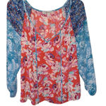 The Pioneer Woman Floral Blouse Size Small Blue Photo 0