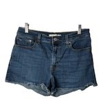 Levi's High Rise Denim Jean Shorts Frayed Hem Dark Wash Casual Women Size 29 Photo 2