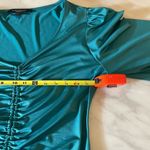 Marc New York  Women’s Size L Teal Ruched V-Neck Blouse Long Sleeve Photo 5