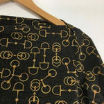 ZARA  Knitwear Boatneck Black‎ Gold Metallic Blouse Size Large Photo 1