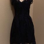 Madison Marcus Black With Metallic Blue Lace Overlay Dress Size XS Extra Small Photo 3