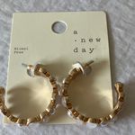 A New Day : Gold Tone & Faux Pearl Hoop Earrings- Nickel Free Photo 13