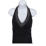 Blondie Nites Black Halter Neck Maxi Dress Rhinestone Ruched Formal Party Gown Photo 1