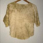 Oh My Gauze! Tie Dye Top Size 1 Lagenlook Casual Notch V Neck Tan Olive Size M Photo 7
