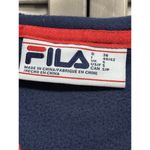 FILA  Navy/White Velour Zip Up Hoddie Long Sleeve Size Small Pockets Logo Vintage Photo 2