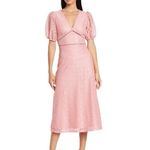 NSR‎ Puff Sleeve Lace Midi Dress, Size Medium, 6/8, Pink, NWT Pink Photo 2