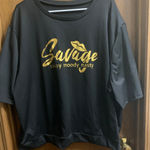 Black Savage Sassy Moody Nasty Graphic T Shirt Top Gold Lips Women 7XL Size undefined Photo 0
