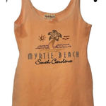 Baycat‎ Myrtle Beach Tank Top Sleeveless Palm Tree Graphic Peach Large Orange Photo 0