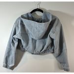 Jou Jou Hooded Cropped Denim Jacket Medium Light Wash Zip Up Jean Style Y2K‎ Blue Size undefined Photo 1