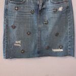 Loft Ann Taylor flower gems fringe jean skirt Photo 2