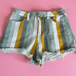 Altar'd State Multicolor Striped Denim Shorts Size Medium Photo 0