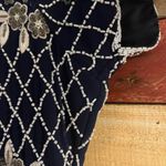 Papell Boutique  Navy Beaded‎ Evening Dress Size 12 Photo 3