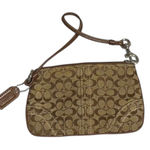 Coach  Small Tan and Brown Signature Wristlet Zip Pouch/Wallet Photo 0