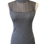 Cable & Gauge  Silk Sleeveless Silver Mock Neck Photo 4