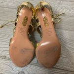 Aquazzura Beverly Hills gold metallic laceup heels Size 5 Photo 9