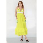 Fanm Mon Yamile Floral Embroidered Halter Tie Neck Midi Dress Size XS Photo 11