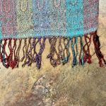 Women’s Multicolor Stripe Fringe Scarf Purple Photo 5