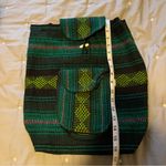 Hispanic / Latin American Green Plaid Print Knit Canvas Backpack Photo 12