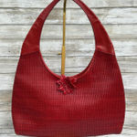 Paolo Masi Y2K Purse Hobo Bag Red Leather Woven Flower Boho Hippie Festival Photo 0
