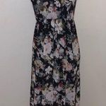 Siren Lily  Maternity black floral back bow asymmetrical midi dress Photo 0