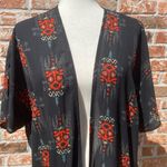 Romeo + Juliet Couture boho black/red fringe tribal print kimono/ L / EUC Photo 3