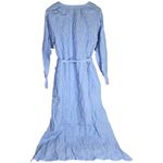 J.Crew Cabana dress in linen French Blue CI918 M NWT V Neck Long Sleeve Belted Photo 1