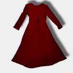 VTG 80s Ital Mode Long Sleeve Corset Back Lace Up Dress Burgundy Sz Med Photo 1