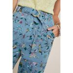 Anthropologie  Victoria Floral Cargo Pants Belted Blue Multi Size 4 Petite Photo 1