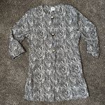 CAbi Women’s Gray & White Chevron Ponte Knit Stretch Long Jacket. Size Medium. Photo 0