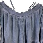 Andree Blue boho style cold shoulder lace sleeve relaxed fit blouse Size Large Photo 6