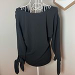 Trina Turk Bees Knees Black Tie Sleeve V Neck Blouse Size XS Capsule Luxury Photo 4