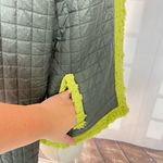 Athleta Green Quilted Fur Trim Zip Up Collared Puffer Jacket Size Small Photo 3