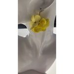 Vintage Flower Ball Earrings Yellow White Stone, Dangle Bright Summer Spring Photo 4